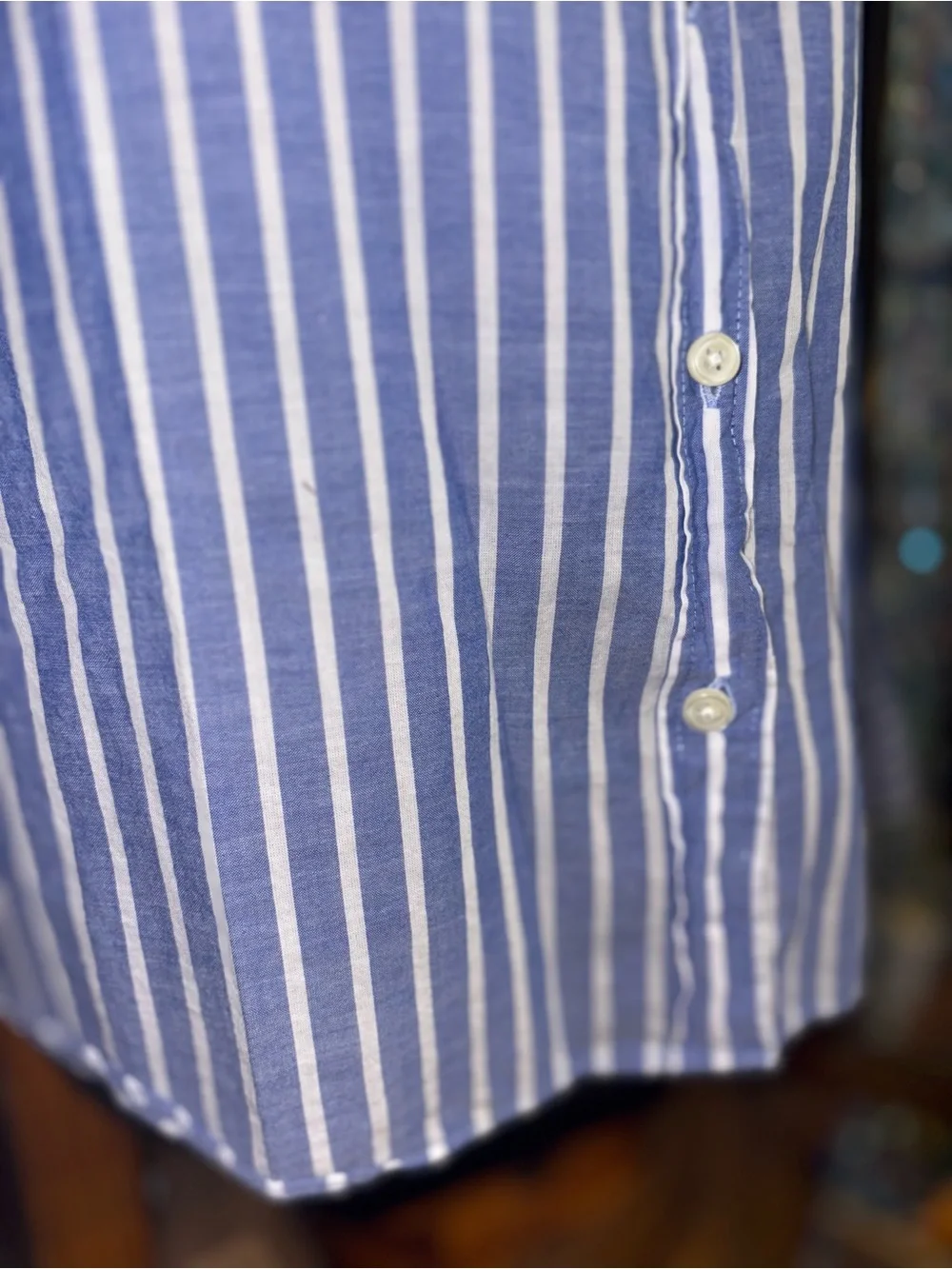 J.Crew Perfect Shirt Button-Up featuring a blue and white striped pattern large